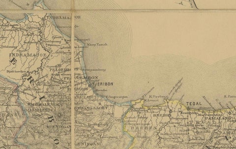 Large Antique Map of Java & Madura with Batavia Inset, c.1870s Dutch East Indies, close-up 2