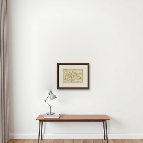 Antique Map of the Maluku Islands by Le Rouge, c.1750, shown framed on a wall, true to size