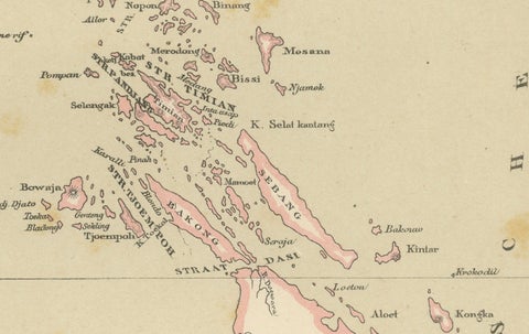 Antique Map of Riouw, Lingga Archipelago, Singapore, Banda by Dornseiffen, 1884, close-up 4
