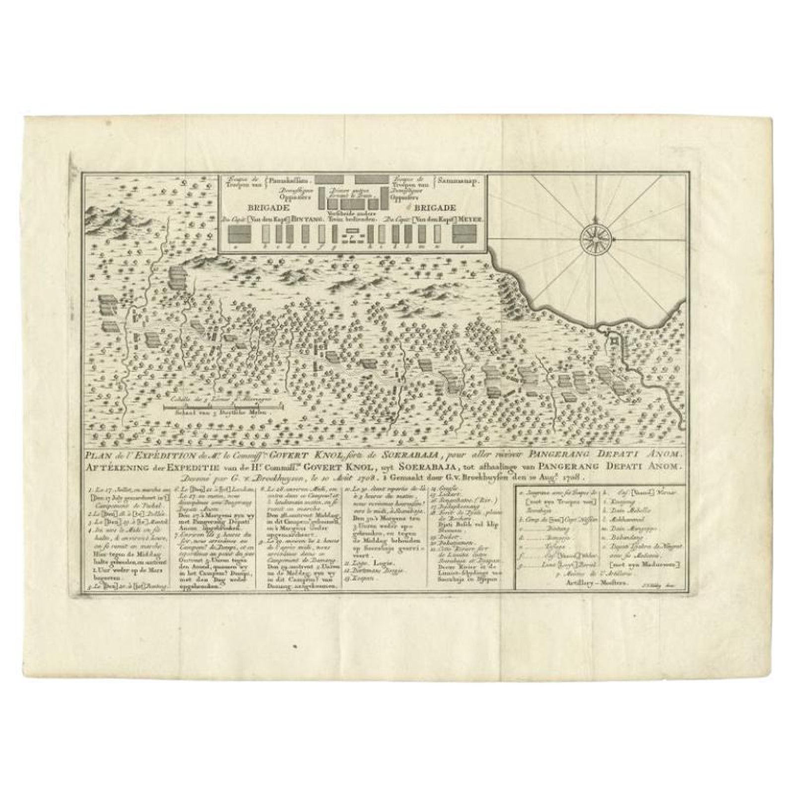 Antique Map of the Expedition of Govert Knol by Van Schley, 1765