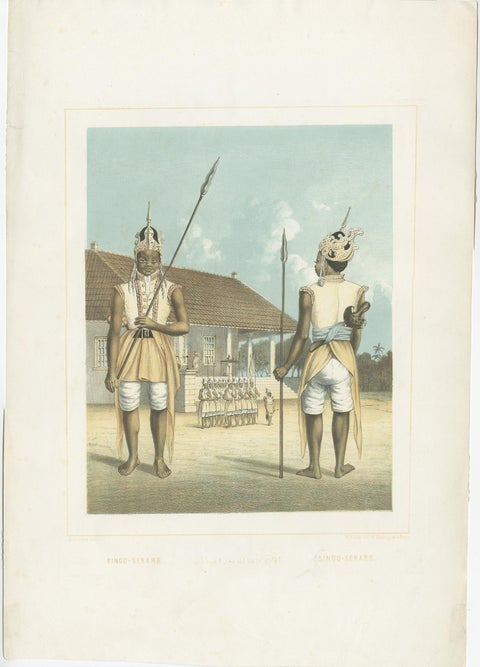 Antique Hand-Colored Print of a Regent in the Dutch East Indies, 1854, view 2