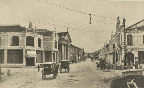 Kesawan Street from North, Medan, Dutch East Indies, Antique Photogravure c.1900, close-up 5