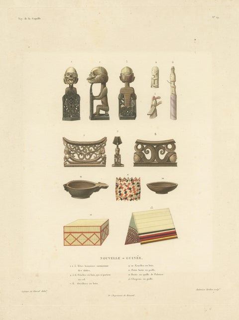Antique Print of Artifacts from New Guinea, view 3