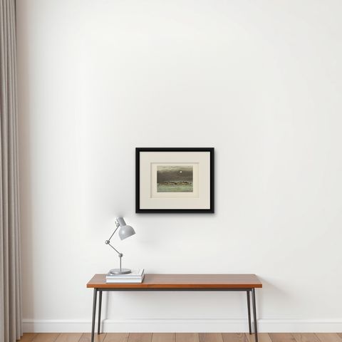 Antique Print of Tanjung Belimbing, Indonesia, 1888, shown framed on a wall, true to size