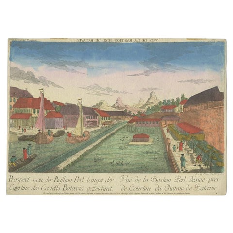 Rare Print of the Pearl Bastion of Castle Batavia in the Dutch East Indies, 1770