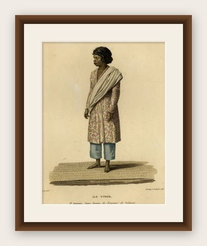 Rare Full-Length Portrait of a Native from the Indonesian Island Timor, 1825, shown framed