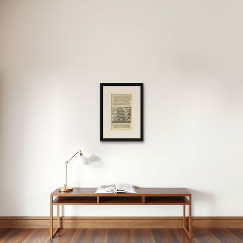 Antique Print of the Siege of Batavia by Valentijn, '1726', shown framed on a wall, true to size