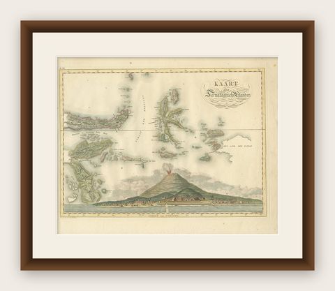 Antique Map of the Ternate Islands by Van den Bosch '1818', shown framed