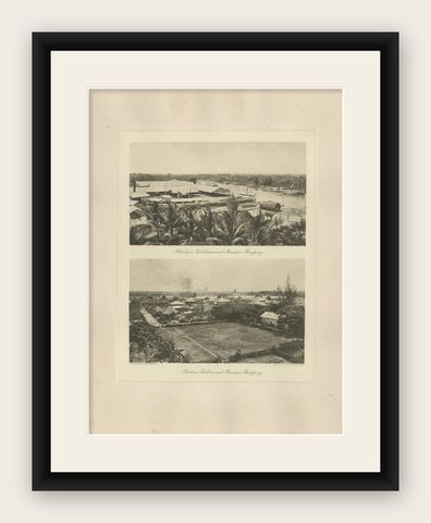 Oil Industry at Rantau-Pandjang, Sumatra, Dutch East Indies, ca.1910, shown framed