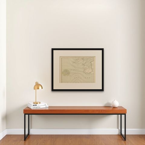 Antique Map of the Java Sea by Dornseiffen, 1900, shown framed on a wall, true to size
