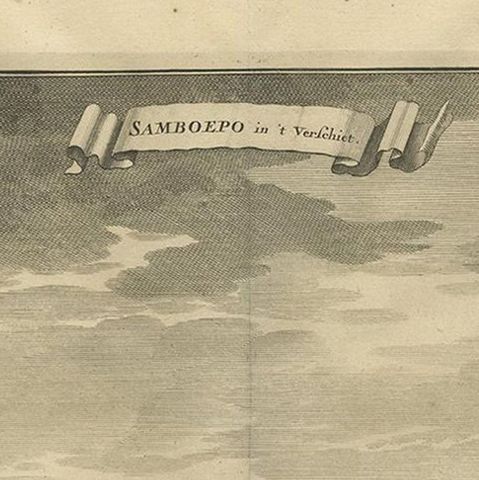 Antique Print of Samboepo by Valentijn, 1726, close-up 1