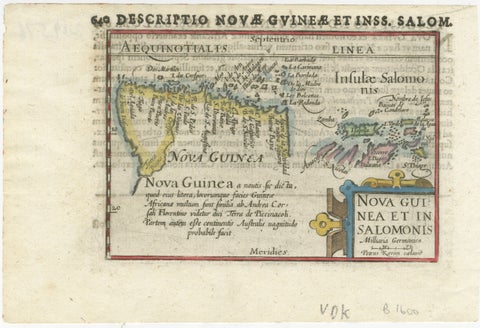 Rare Original Miniature Map of Papua New Guinea and the Salomon Islands, 1600, view 2