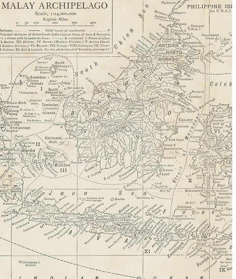 Antique Map of the Malay Archipelago by Walker, 1911, view 3