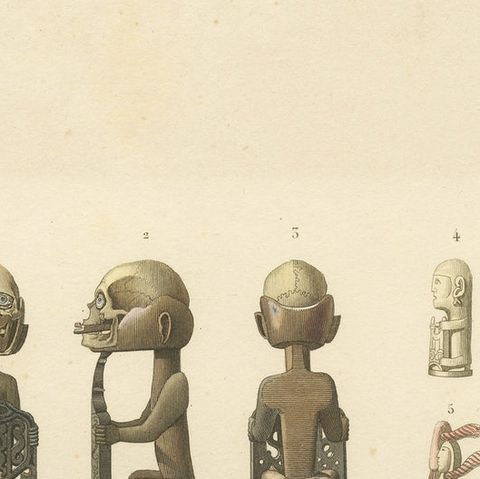 Antique Print of Artifacts from New Guinea, close-up 1