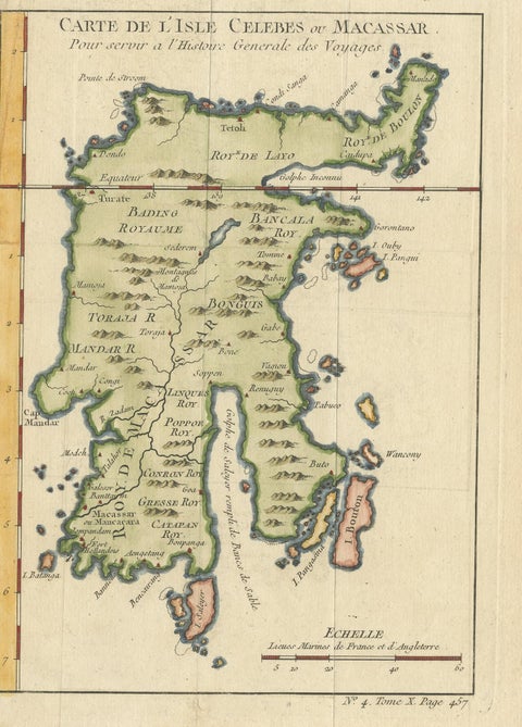 Antique Map of Celebes 'Sulawesi, Indonesia' by Bellin, ciarca 1755, view 2