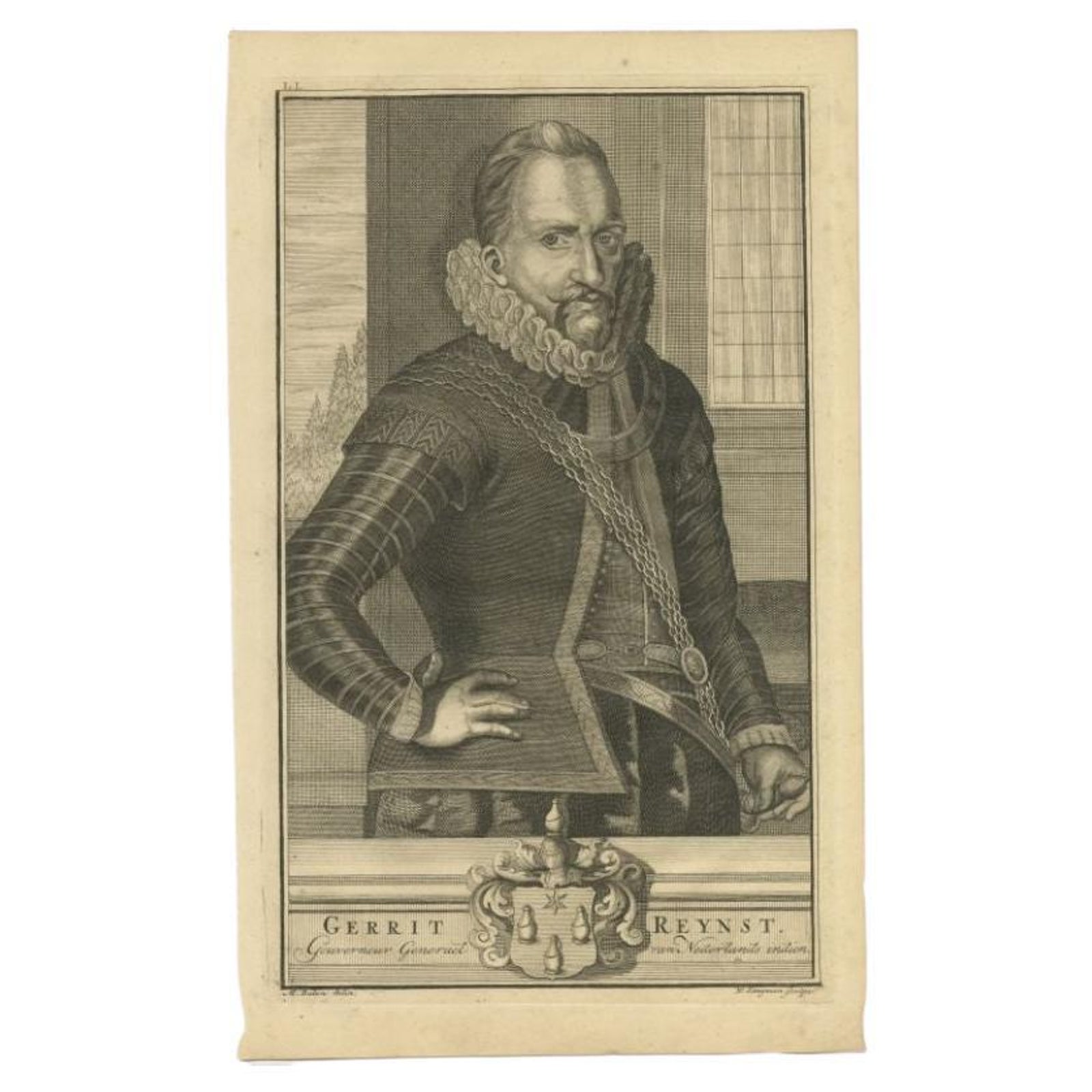 Old Portrait of Gerrit Reynst Governor-General of the Dutch East Indies, 1726