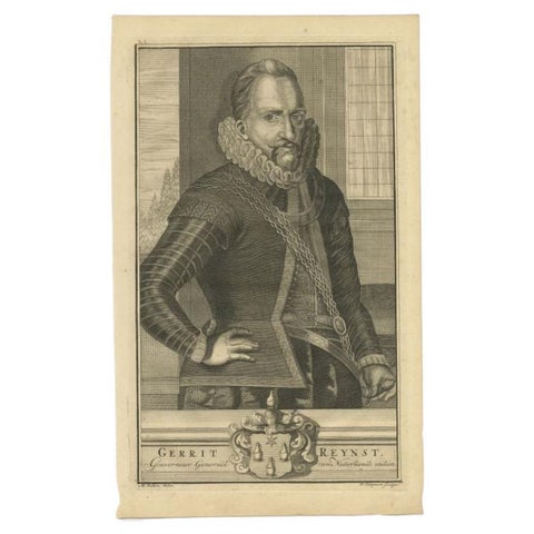Old Portrait of Gerrit Reynst Governor-General of the Dutch East Indies, 1726