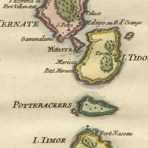 Antique Map of the Moluques Islands, Part of Indonesia, circa 1750, close-up 2