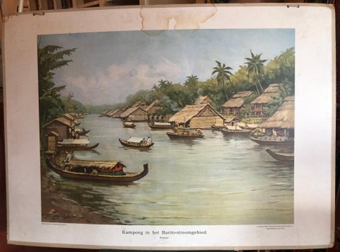 Collection of 5 Vintage School-Charts of Indonesia, Incl Bali Ritual Cremation, view 2