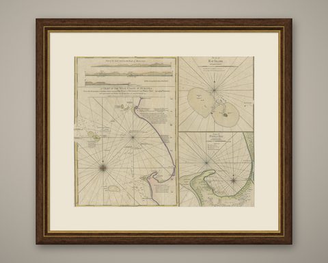 Early Chart Identifying British Spice Trading Colony of Bencoolen, Sumatra, 1797, shown framed