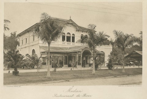 Antique Photogravures of Medan’s White Club & Restaurant de Boer, Sumatra c.1900, close-up 4