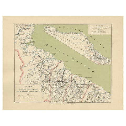 Deli Railway System Map, East Sumatra, Deli Spoorweg Maatschappij, c.1910