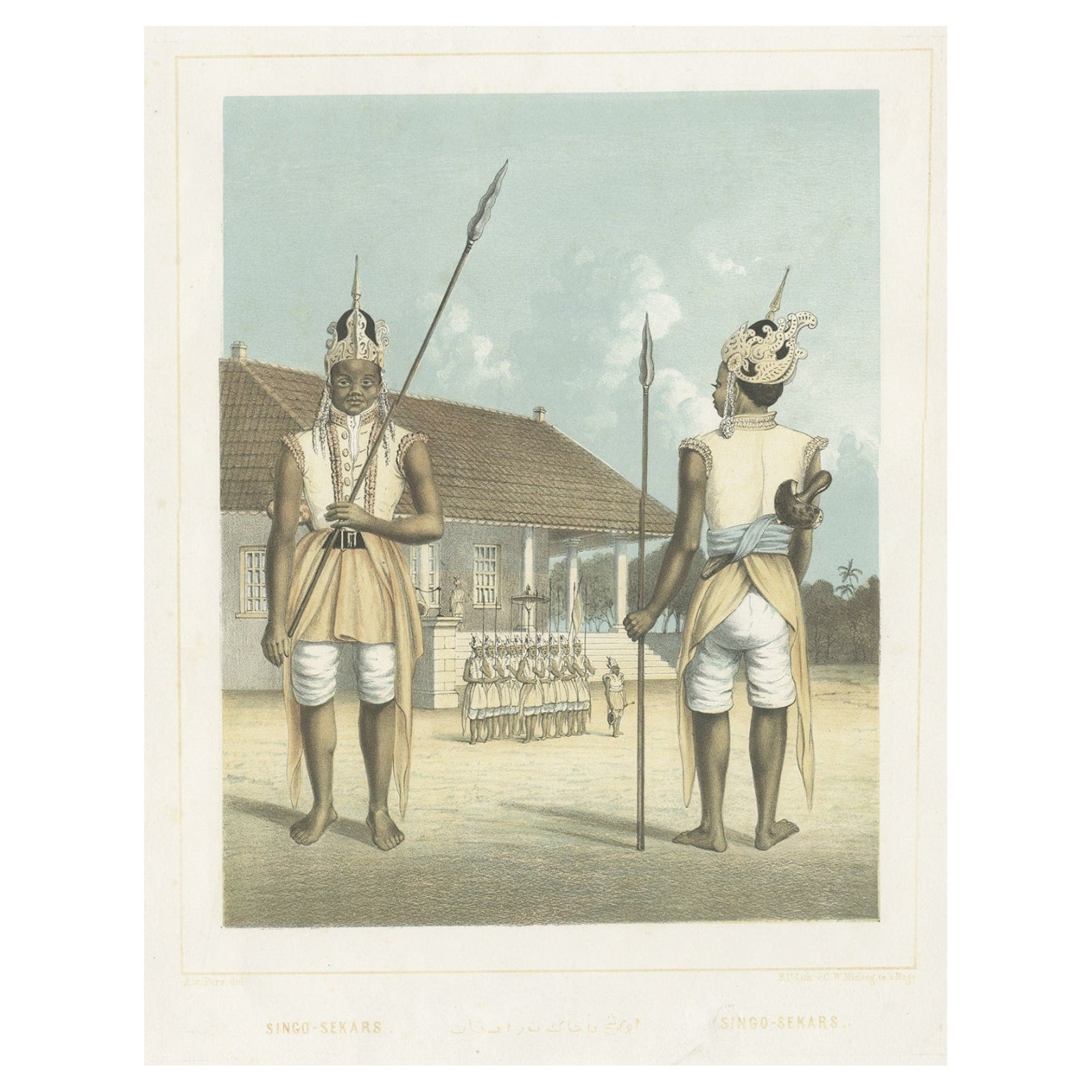 Antique Hand-Colored Print of a Regent in the Dutch East Indies, 1854
