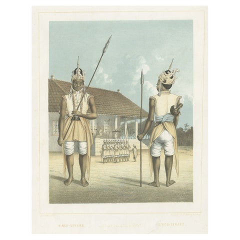 Antique Hand-Colored Print of a Regent in the Dutch East Indies, 1854