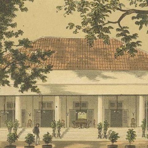 Antique Print of a Residence in Padang 'Java' by M.T.H. Perelaer, 1888, close-up 2