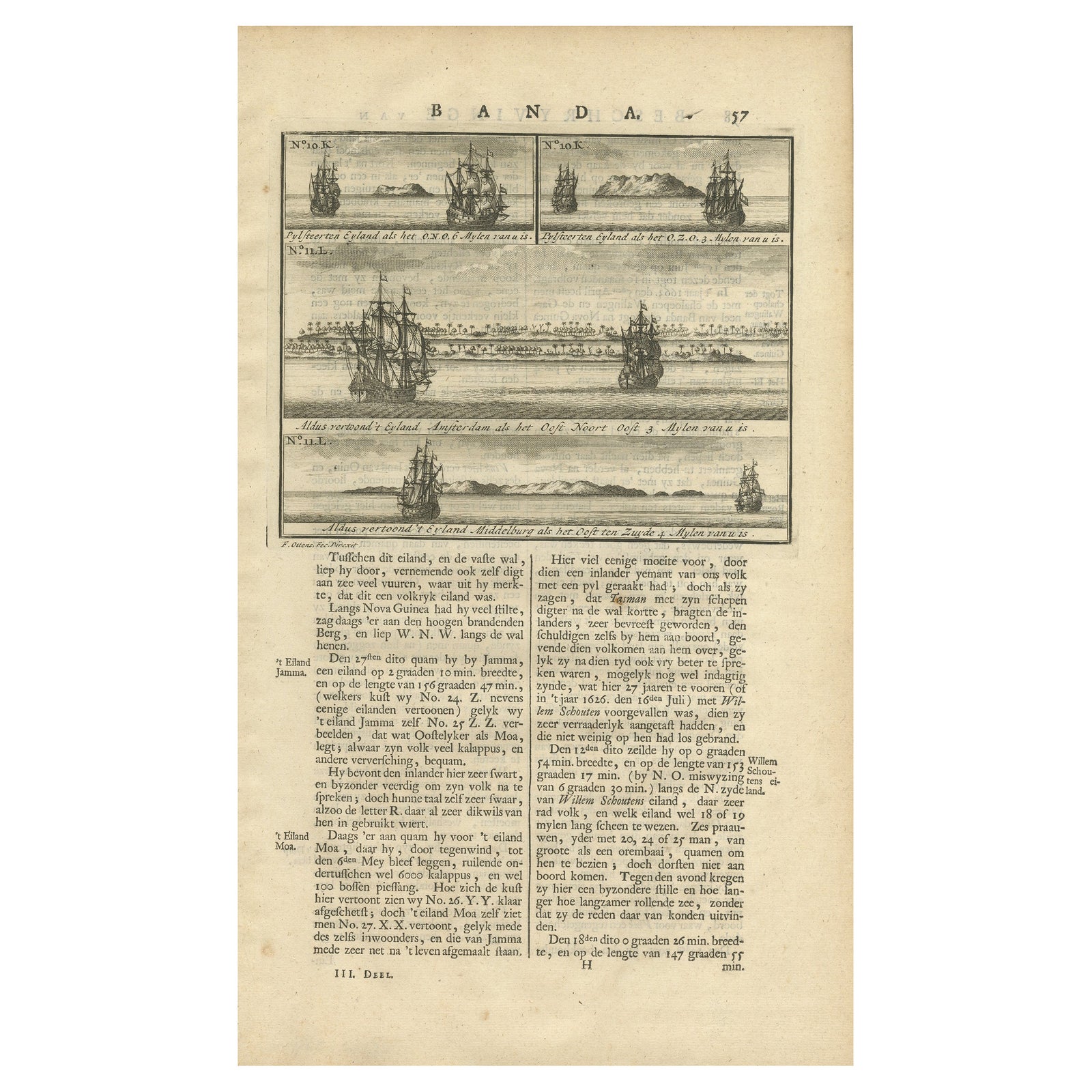 Views of Amsterdam, Middelburg and Pylsteerten Island, Indonesia, 1726