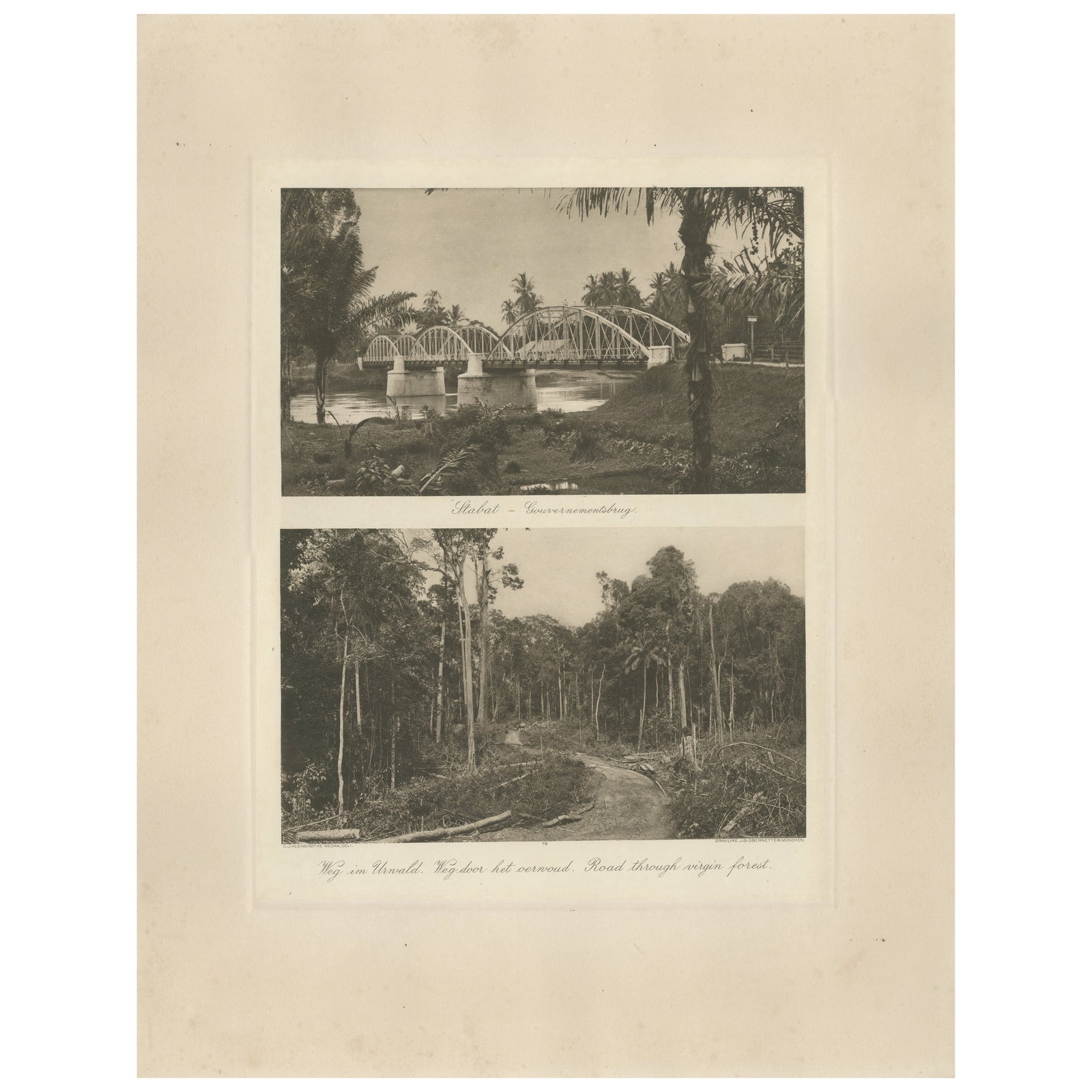 Stabat Government Bridge & Forest Road, Kleingrothe Photogravure c.1900