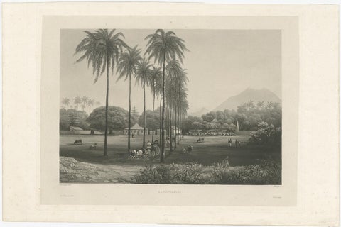 Rare Chine-collé Aquatint of Banyuwangi, East Java, Indonesia, 1835, view 2