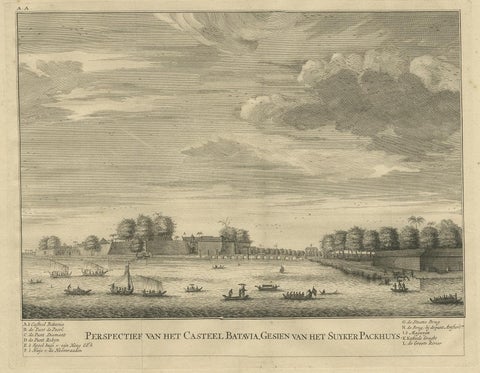 Antique Print of the Castle of Batavia, Capital of the Dutch East Indies, 1726, view 2