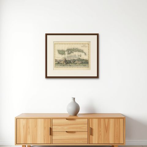 Antique Map of Seram, Boero and the Banda Islands by Van den Bosch '1818', shown framed on a wall, true to size