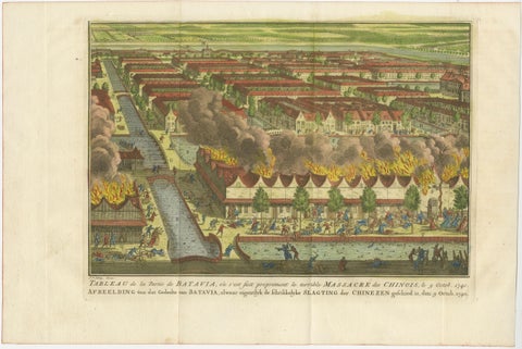 Antique Print of the Batavia Massacre 'Present-Day Jakarta', Indonesia, ca.1740, view 2