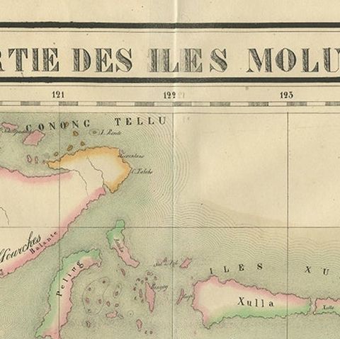 Old Map of the Moluccas and Part of Sulawesi Indonesia by Vandermaelen, c 1825, close-up 1