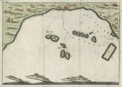 Small Early 18th Century Map of Banten Bay on the Island Java, Indonesia, c.1725, close-up 1