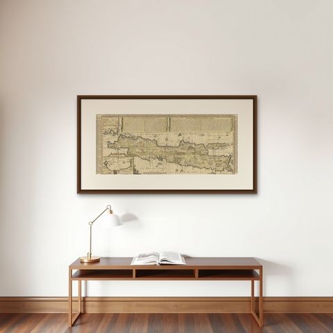 Antique French Map of Java, Indonesia by Chatelain, '1719', shown framed on a wall, true to size