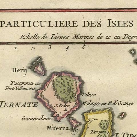 Antique Map of the Moluques Islands, Part of Indonesia, circa 1750, close-up 1