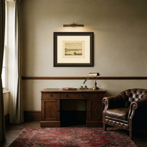 Antique Print of a Steamship at the Barito River by M.T.H. Perelaer, 1888, shown framed in a room, true to size