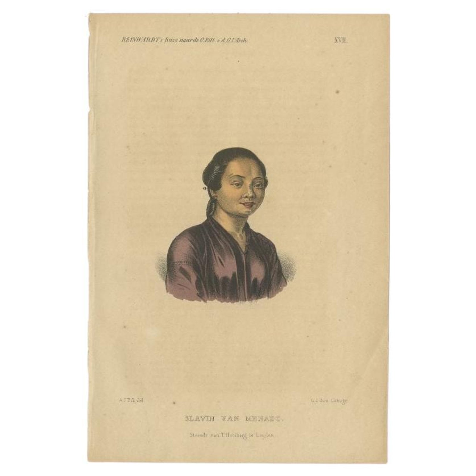 Antique Print of a Slave of Manado, Celebes (Sulawesi, Indonesia), 1858