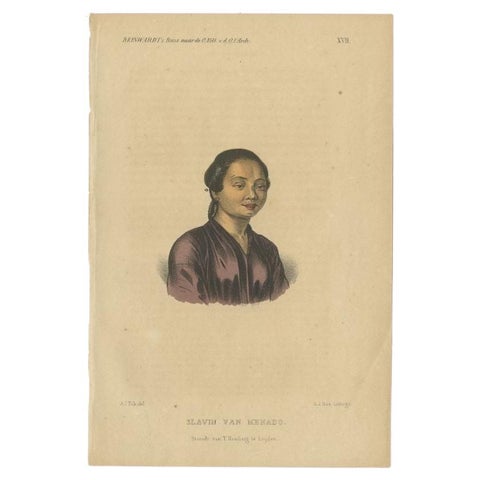 Antique Print of a Slave of Manado, Celebes (Sulawesi, Indonesia), 1858