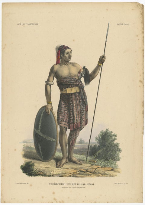 Antique Print with a Native of Sawu 'Indonesia' by Temminck, circa 1840, view 3
