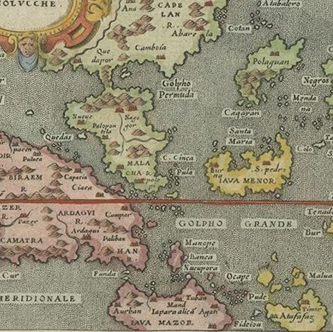 Antique Map of the Moluccas by Porcacchi, circa 1620, close-up 2