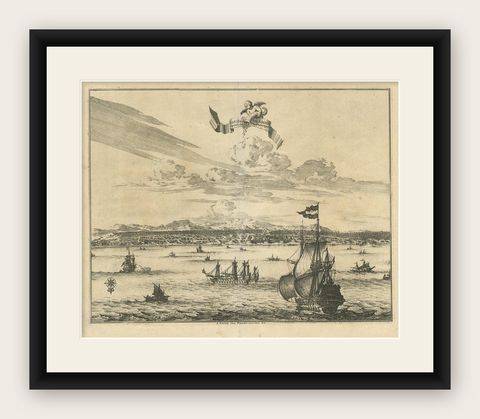 Antique Print of Amboina by Van der Aa, circa 1725, shown framed