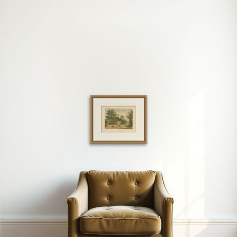 Antique Print of Kampong Djambattan 'Java' by M.T.H. Perelaer, 1888, shown framed on a wall, true to size