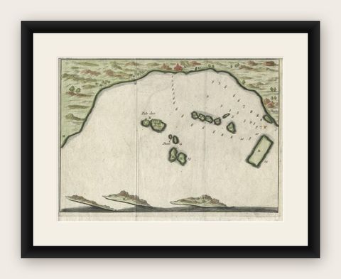 Antique Map of Banten Bay, Java, Indonesia, c.1725, shown framed