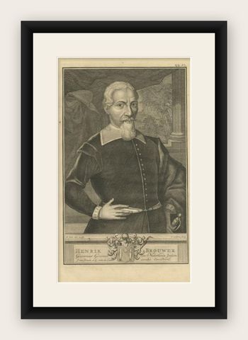 Antique Portrait of Hendrik Brouwer, Governor of the Dutch East Indies, shown framed