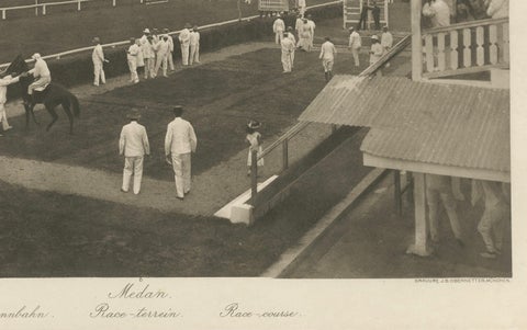 Medan Race-Course, Colonial Era Horse Racing Scene, Antique Photogravure c.1900, close-up 2