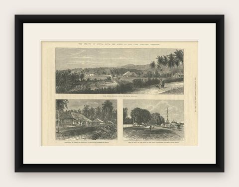 Antique Print of the Straits of Sunda 'Java, Indonesia' Published 1883, shown framed